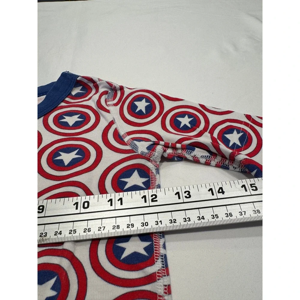 Hanna Andersson Marvel Captain America Shield Pajamas Set Size 8 Blue Red EUC